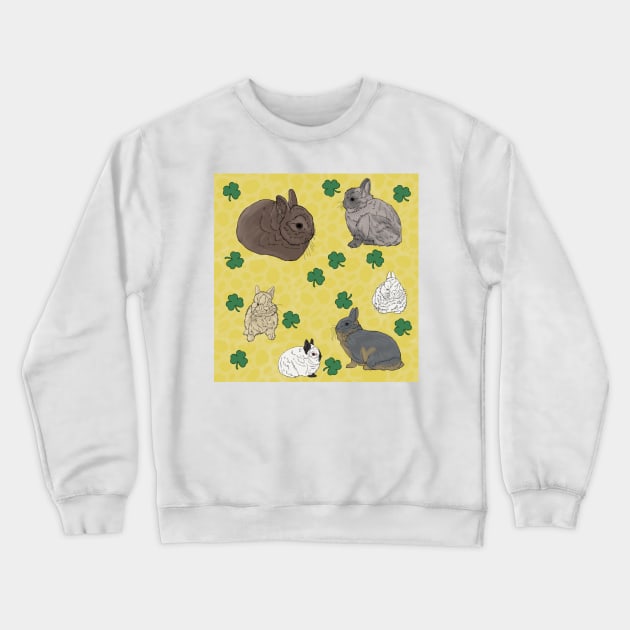 Netherland Dwarf Rabbits Yellow Crewneck Sweatshirt by TrapperWeasel